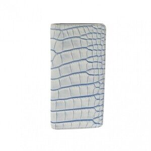 Louis Vuitton Portefeuille Wallet Brazza White Blue Crocodile Long Wallet